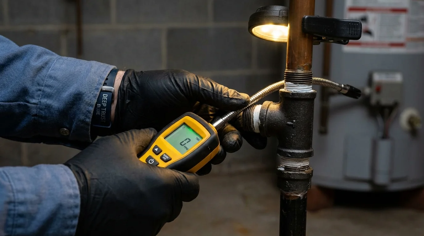 Gas leak detection with electronic sniffer by Johns Plumbing LLC in Bluefield